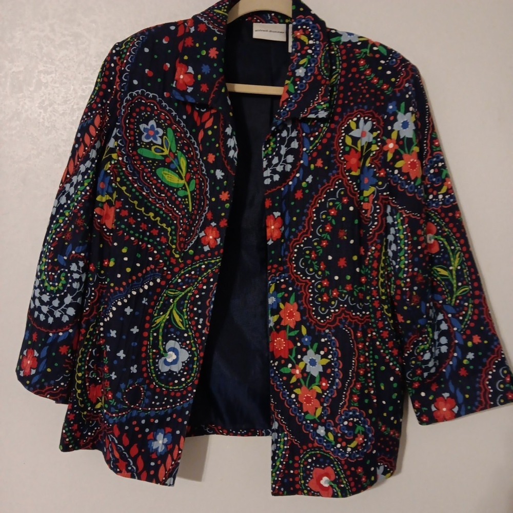 Alfred Dunner Lightweight Jacket Women's Sz 12 Colorful Padded Shoulder Lined...